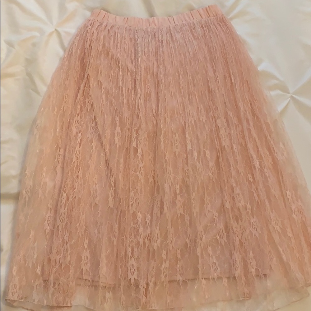 Pink lace skirt
